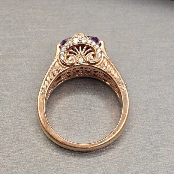 Vanna K Bella Luce Lavender Cushion Cut Ring 18k Rose Gold Over Silver Size 8 - Picture 4 of 13